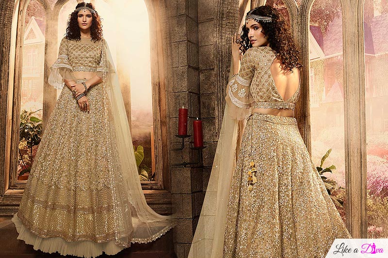 Sparkling Beige Lehenga Choli