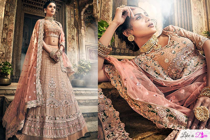Rose Taupe Embroidered Lehenga