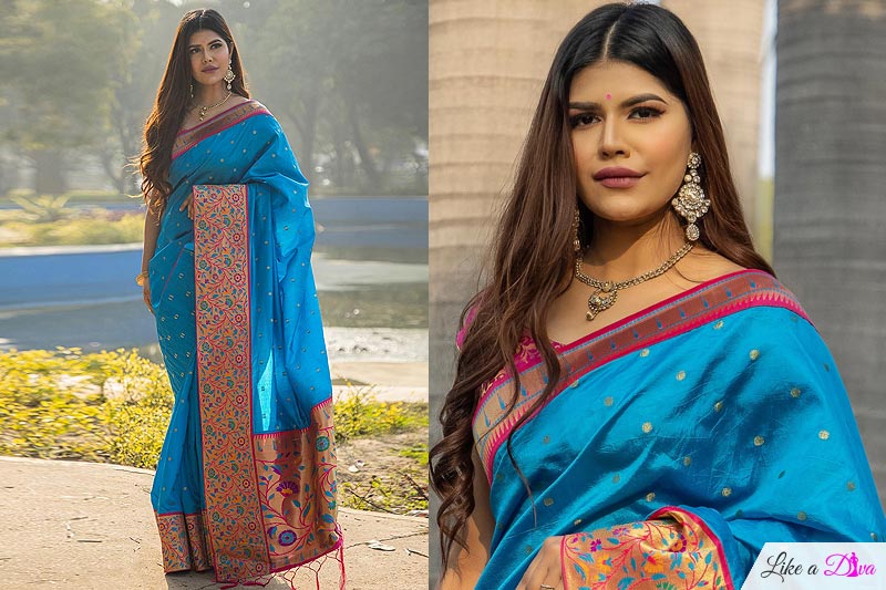 Blue Banarasi Silk Saree