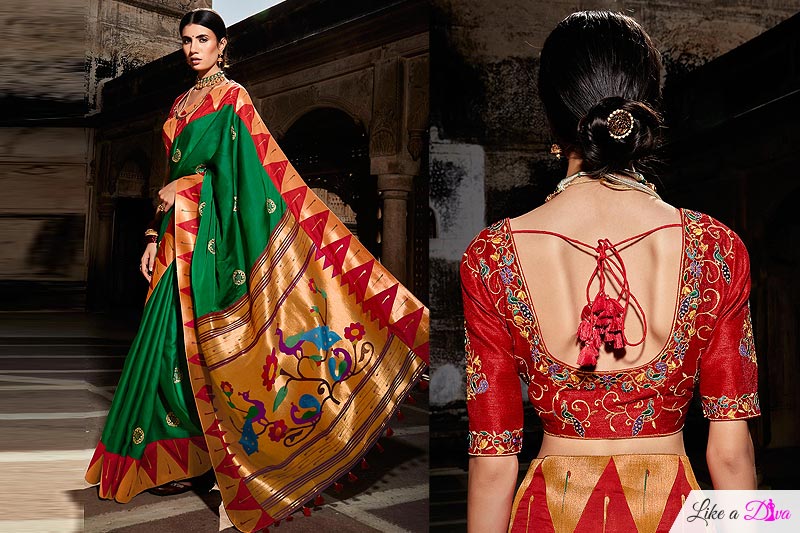 Dark Green Paithani Silk Saree