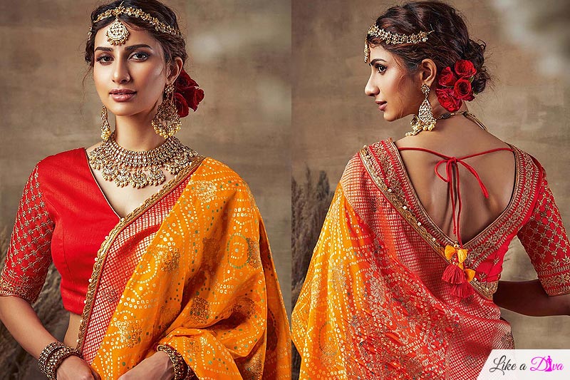 Yellow Bandhani Silk Saree