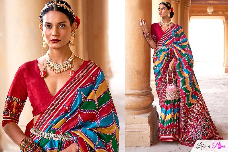 Multicolor Patola Print Silk Saree