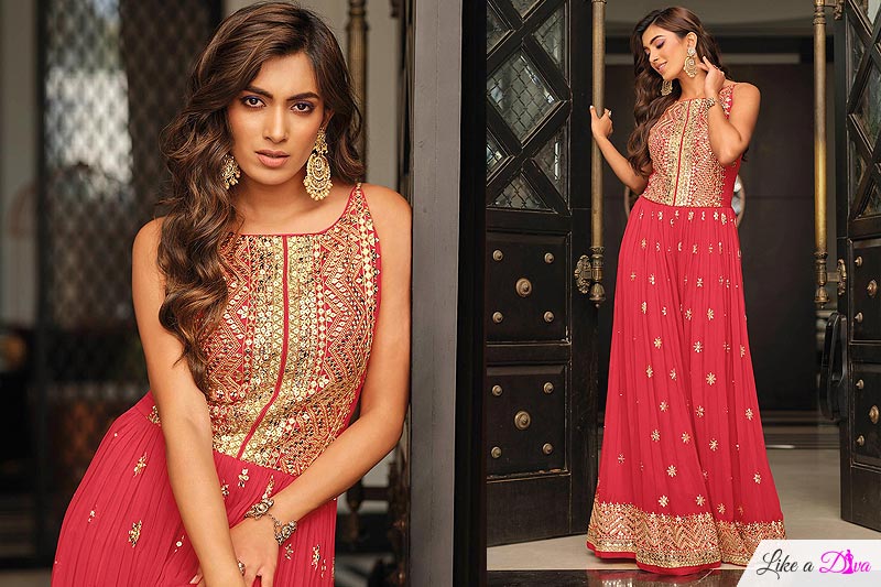 Ready To Wear Fuchsia Pink Indo-western Jumpsuit