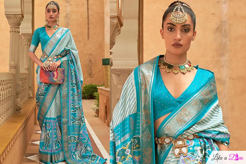 Blue Silk Patola Saree