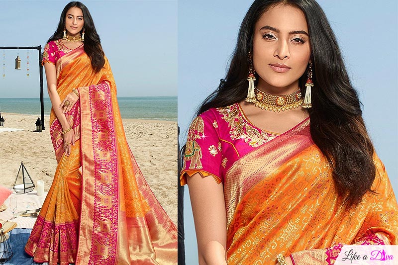 Stunning Banarasi Silk Saree with Zari Embroidered Blouse